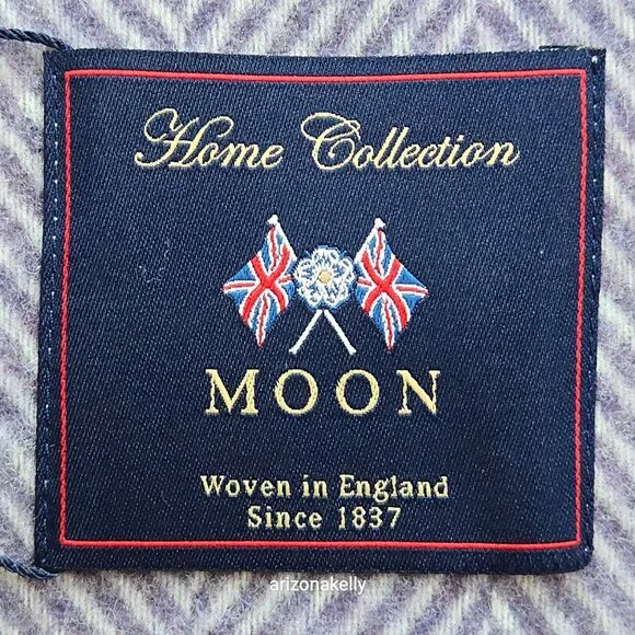 NWT Moon Merino Wool Herringbone Throw Blanket Purple Clover - Picture 2 of 15